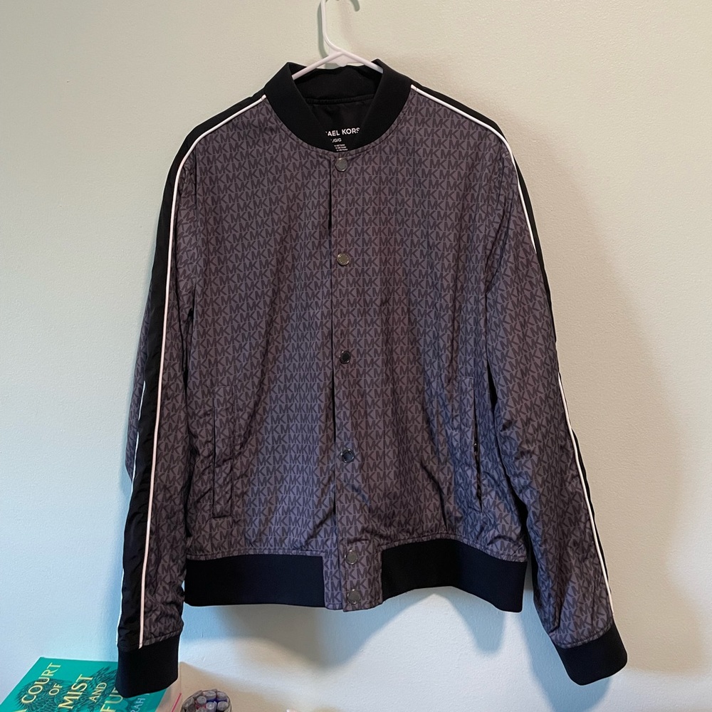NWOT Michael Kors MK logo monogram allover print Bomber Jacket. Nice!!